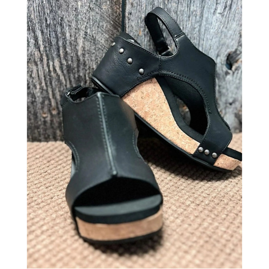 Mattea | Vintage-Sandalen mit Keilabsatz aus Kork