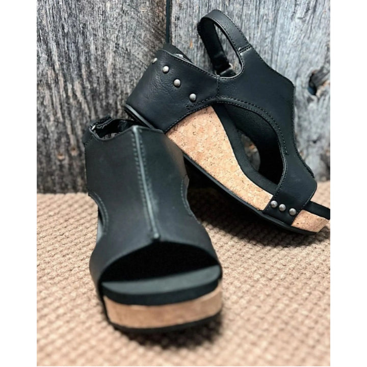 Mattea | Vintage-Sandalen mit Keilabsatz aus Kork