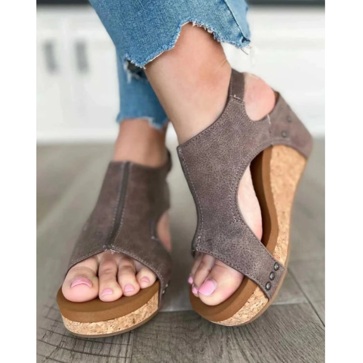 Mattea | Vintage-Sandalen mit Keilabsatz aus Kork