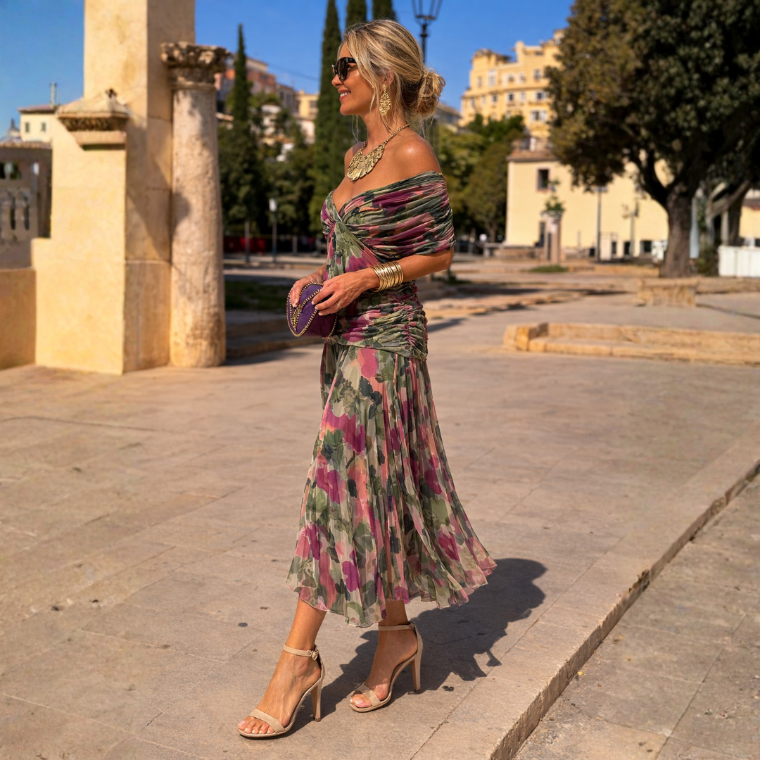 Valeria | Elegantes schulterfreies Maxikleid
