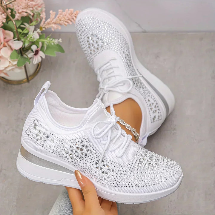 Ingrid | Plateau-Sneaker aus Strick mit Strasssteinen