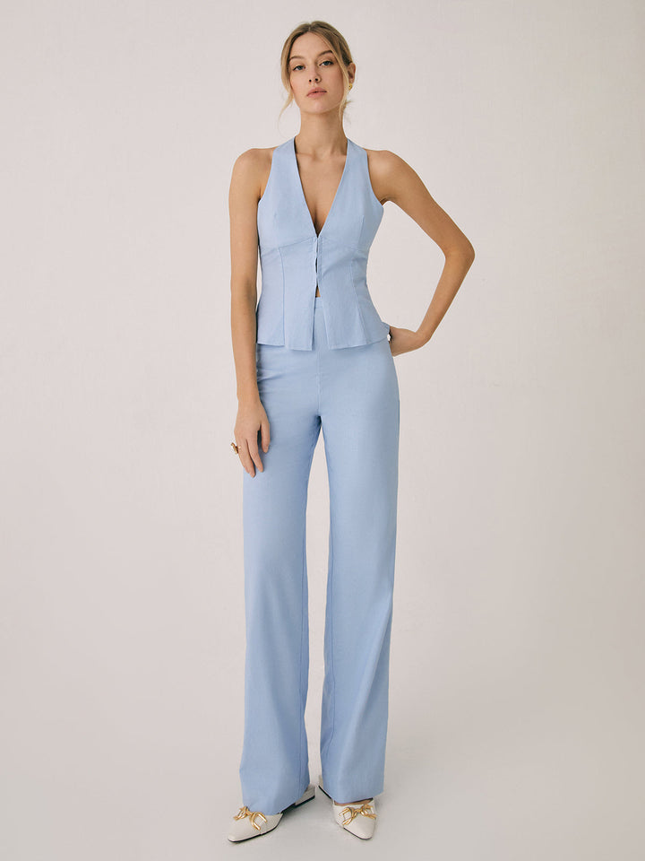 Avery | Elegantes Set aus Neckholder-Top und Hose mit geradem Bein