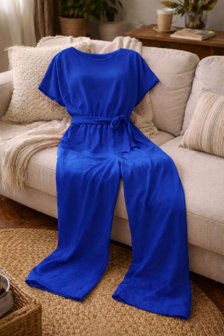 Helene | Damen Jumpsuit mit Gürtel und weitem Bein