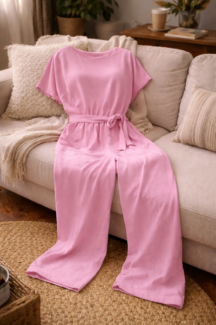 Helene | Damen Jumpsuit mit Gürtel und weitem Bein