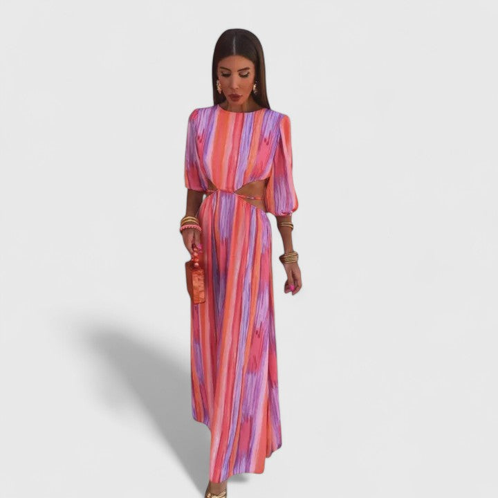 Aria | Gestreiftes Maxikleid mit Cut-outs