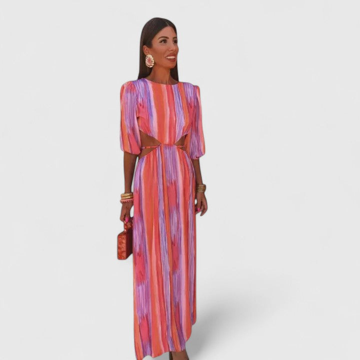 Aria | Gestreiftes Maxikleid mit Cut-outs