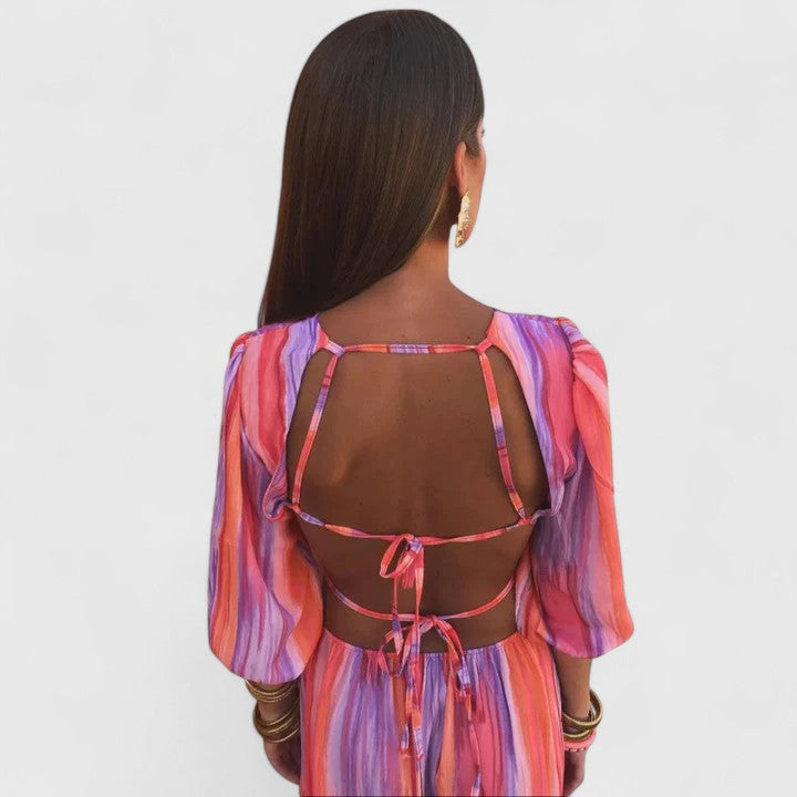 Aria | Gestreiftes Maxikleid mit Cut-outs
