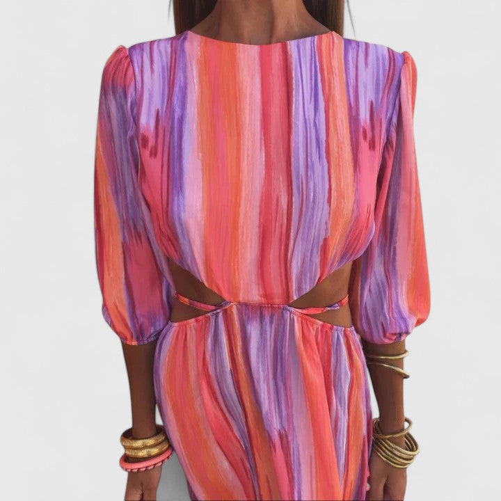Aria | Gestreiftes Maxikleid mit Cut-outs