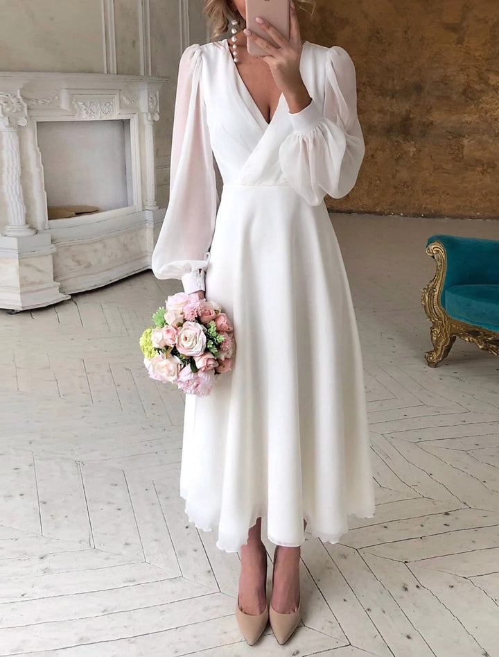 Anna | Elegantes Damen Maxikleid mit V-Ausschnitt