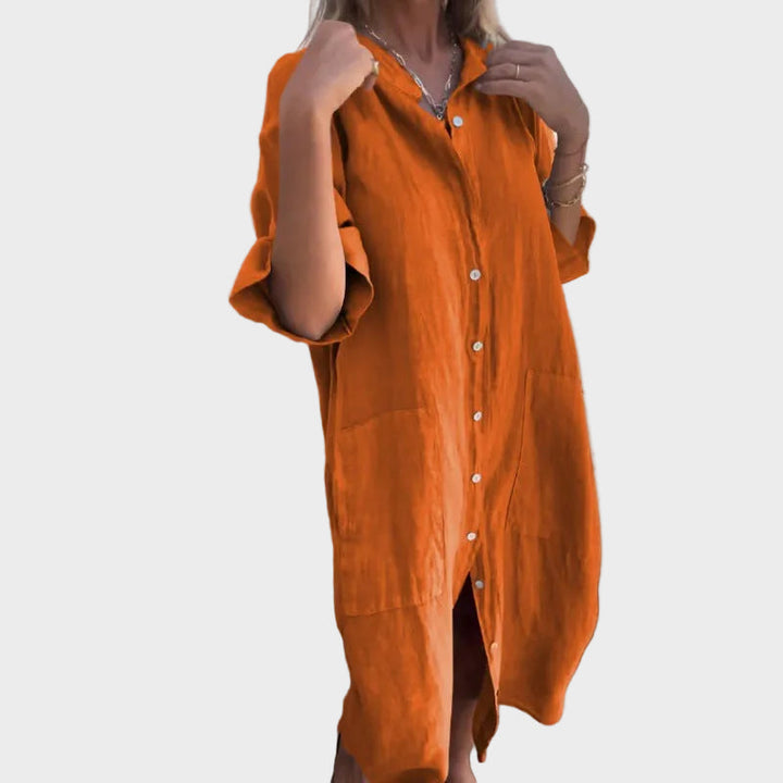 Mathilde | Lässiges Leinen-Hemdkleid