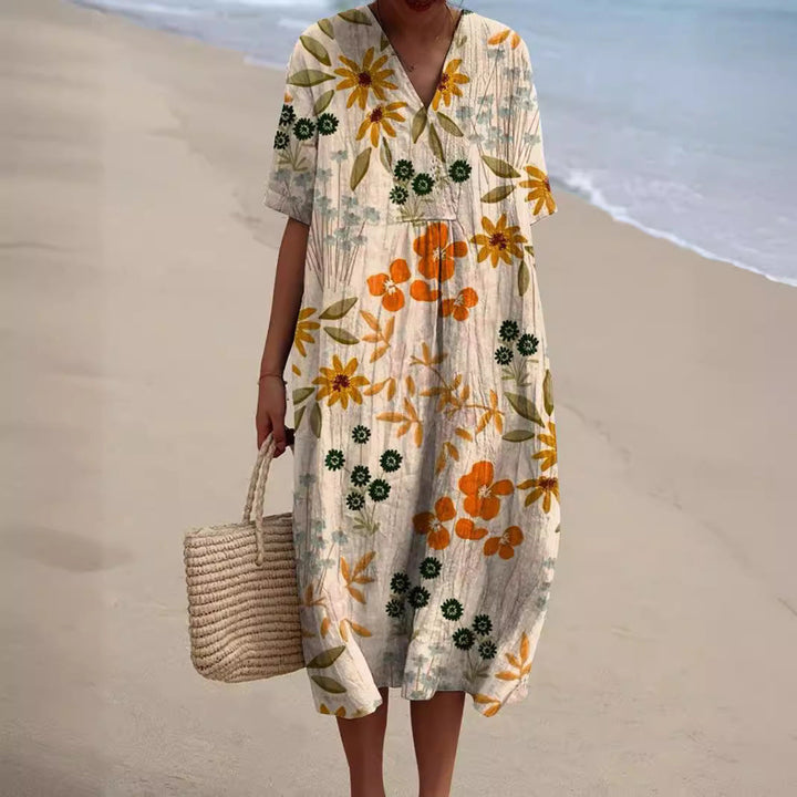 Daisy | Midi-Kleid mit buntem Blumenmuster