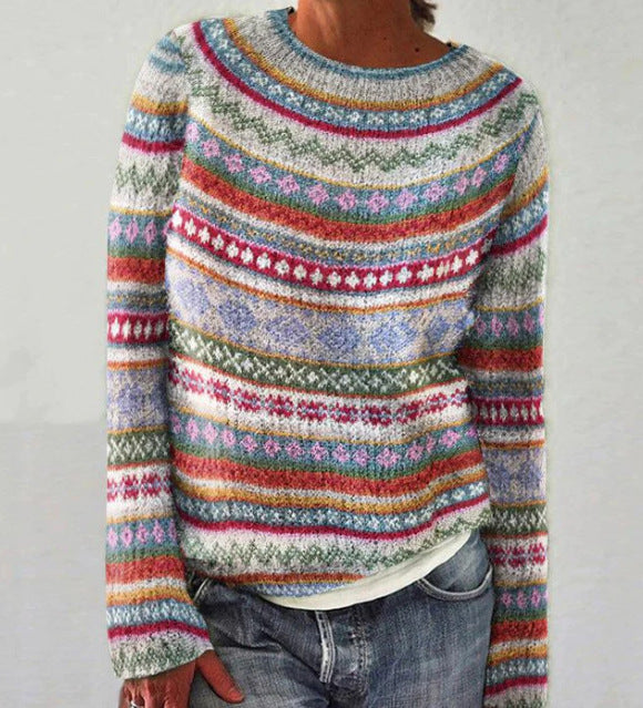 Emilia | Damen Strickpullover mit Retro Muster