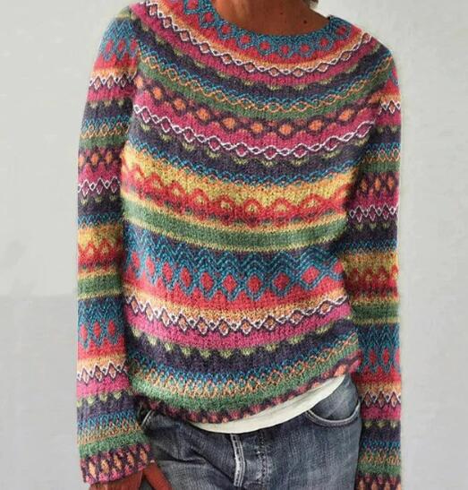 Emilia | Damen Strickpullover mit Retro Muster