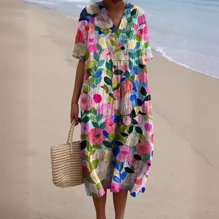 Daisy | Midi-Kleid mit buntem Blumenmuster