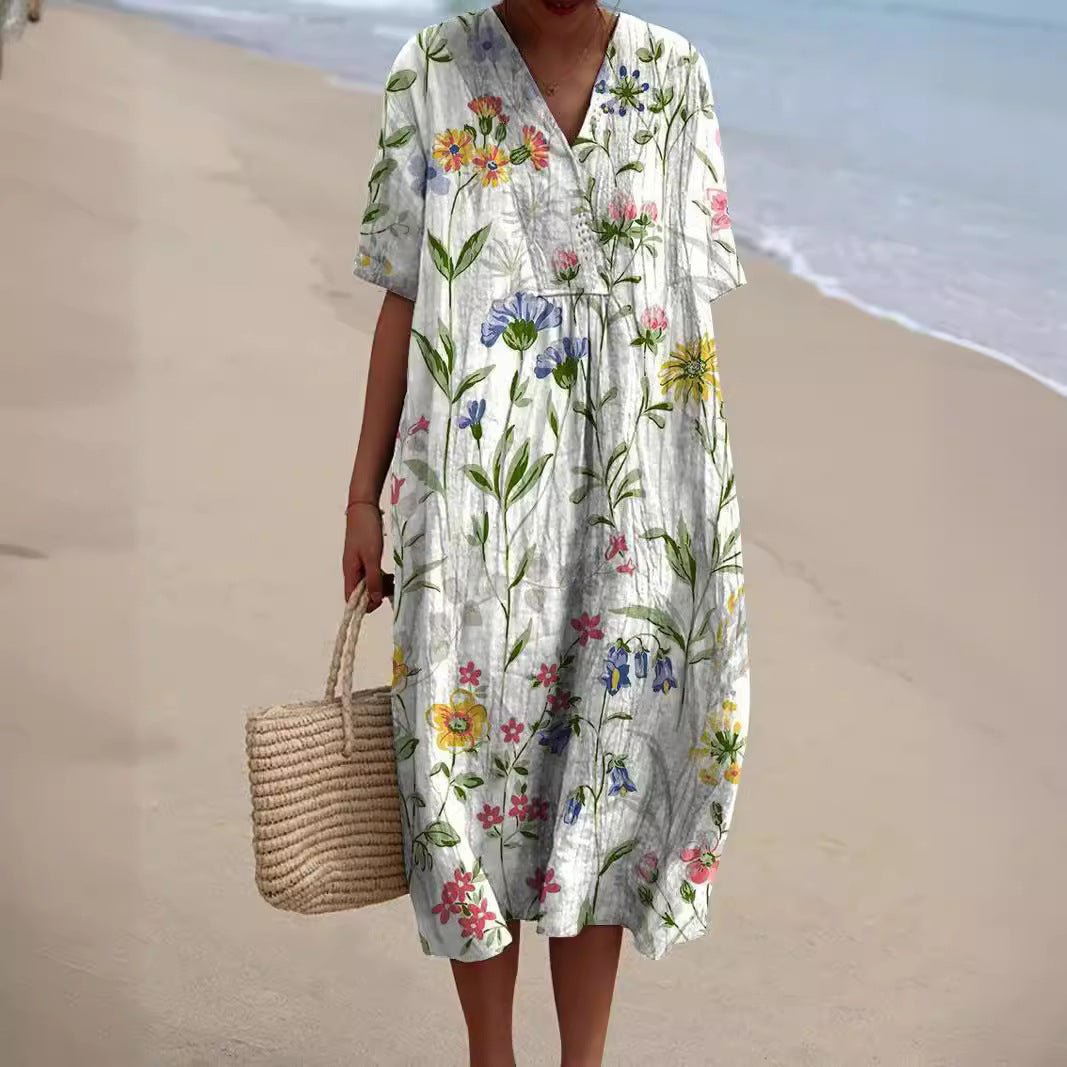 Daisy | Midi-Kleid mit buntem Blumenmuster