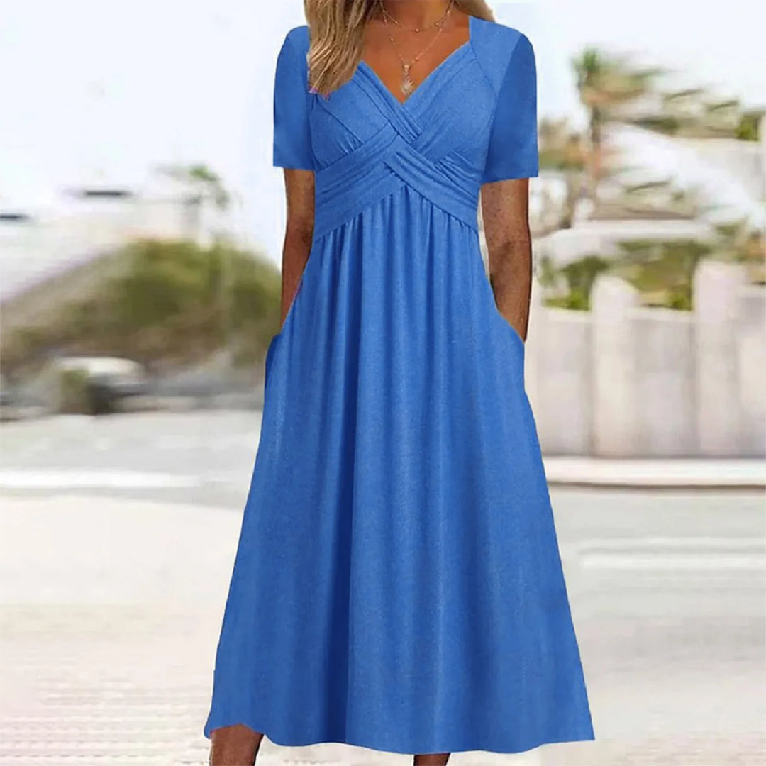 Elodie | Elegantes Maxikleid mit gekreuztem Taillenband