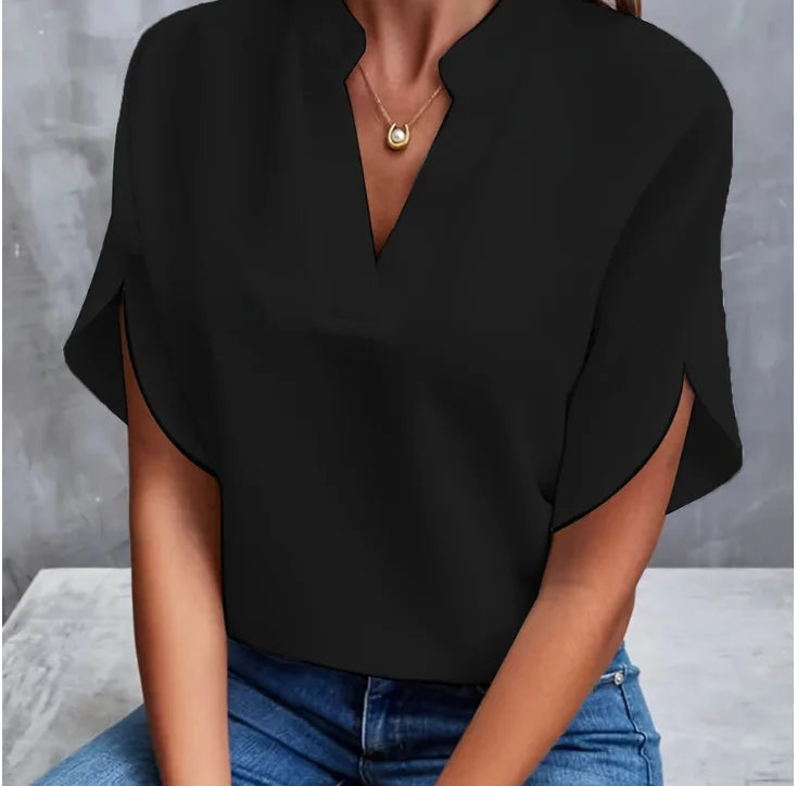 Amélie | Schlichte Bluse mit V-Ausschnitt