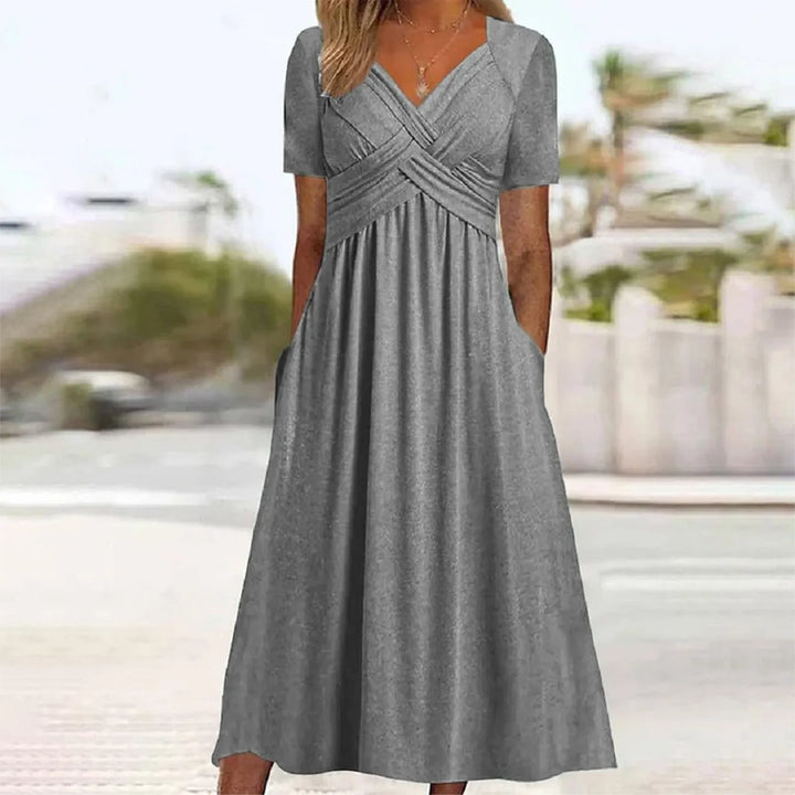 Elodie | Elegantes Maxikleid mit gekreuztem Taillenband