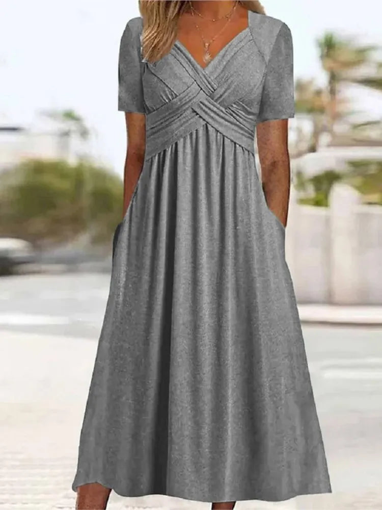 Elodie | Elegantes Maxikleid mit gekreuztem Taillenband