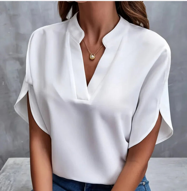 Amélie | Schlichte Bluse mit V-Ausschnitt