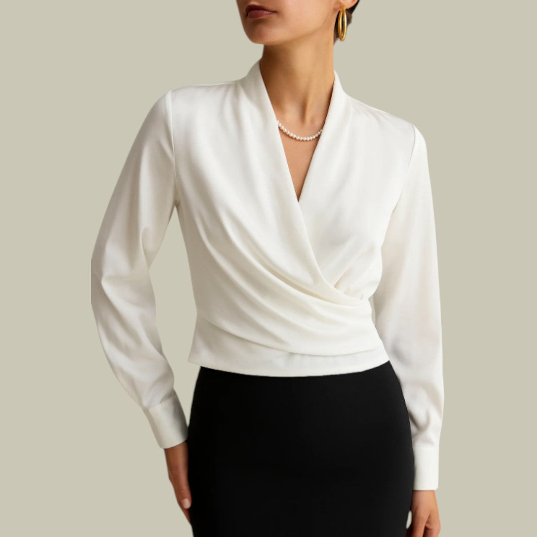 Colette | Elegante Wickelbluse mit langen Ärmeln