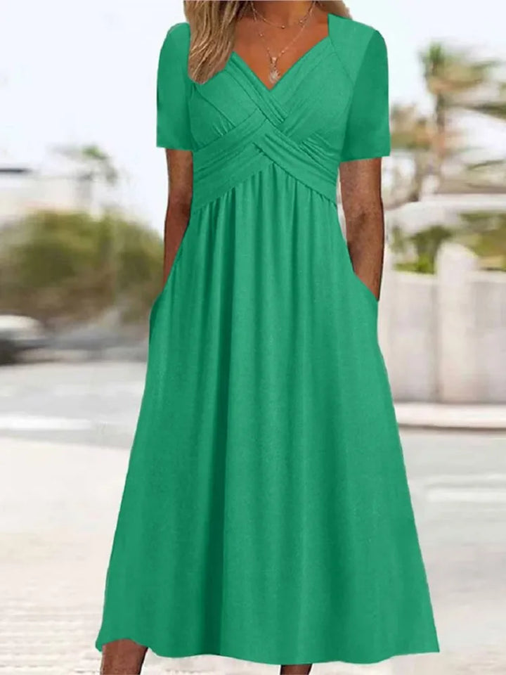Elodie | Elegantes Maxikleid mit gekreuztem Taillenband