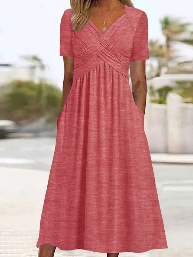Elodie | Elegantes Maxikleid mit gekreuztem Taillenband