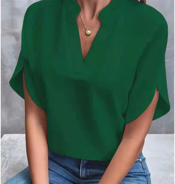 Amélie | Schlichte Bluse mit V-Ausschnitt
