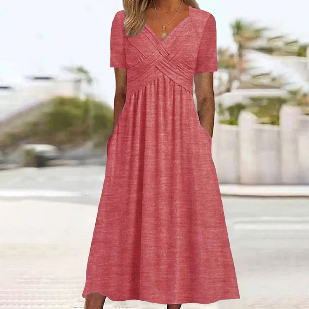 Elodie | Elegantes Maxikleid mit gekreuztem Taillenband