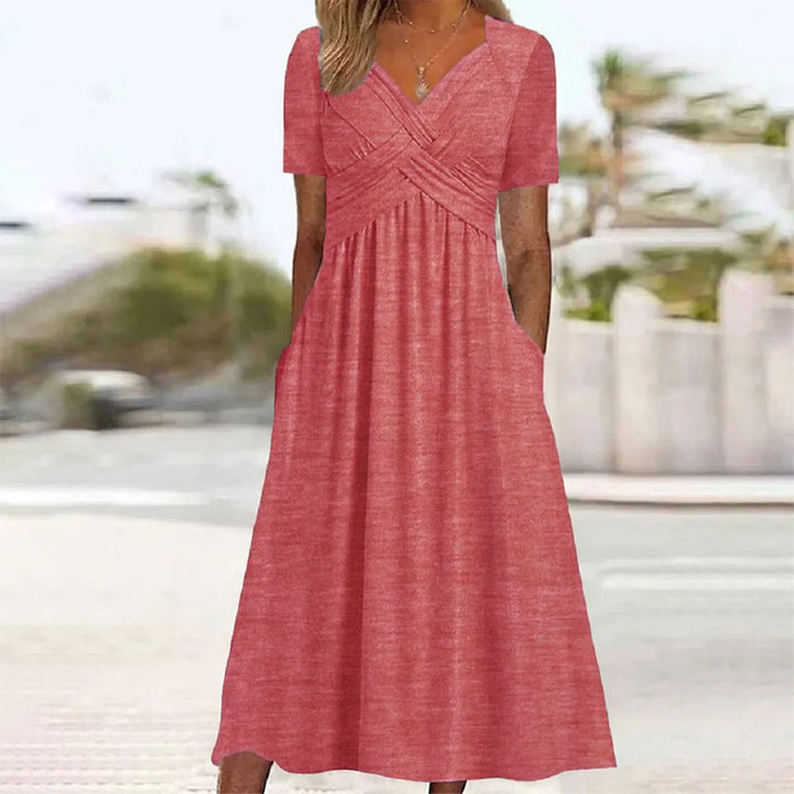 Elodie | Elegantes Maxikleid mit gekreuztem Taillenband