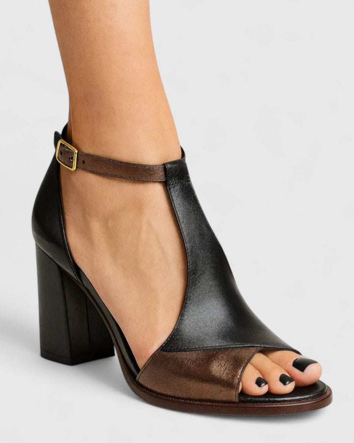 Nadia | Elegante Blockabsatzschuhe mit T-Riemen