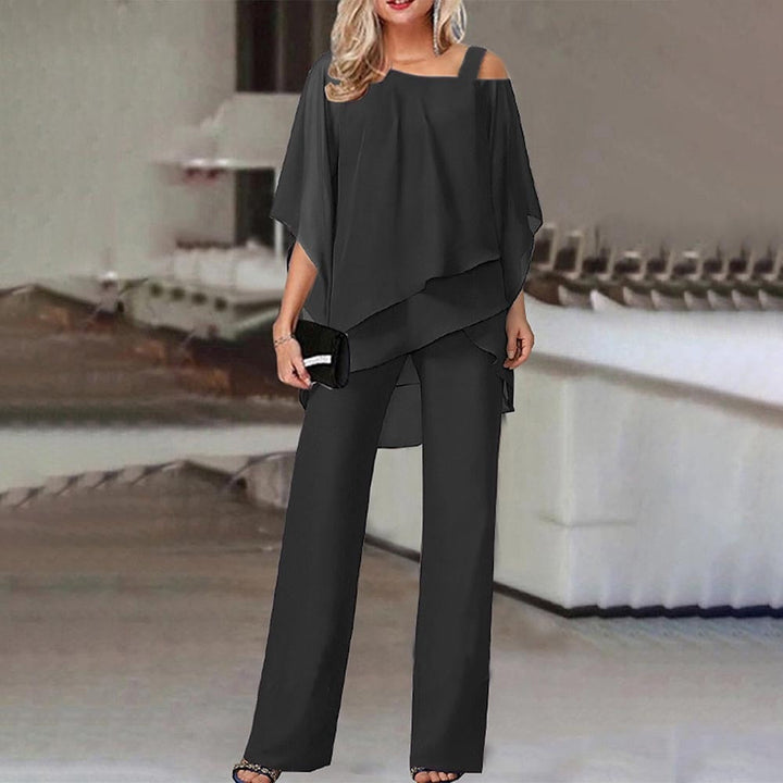 Paula | Elegantes Damen Zweiteiler Set mit Chiffon Oberteil