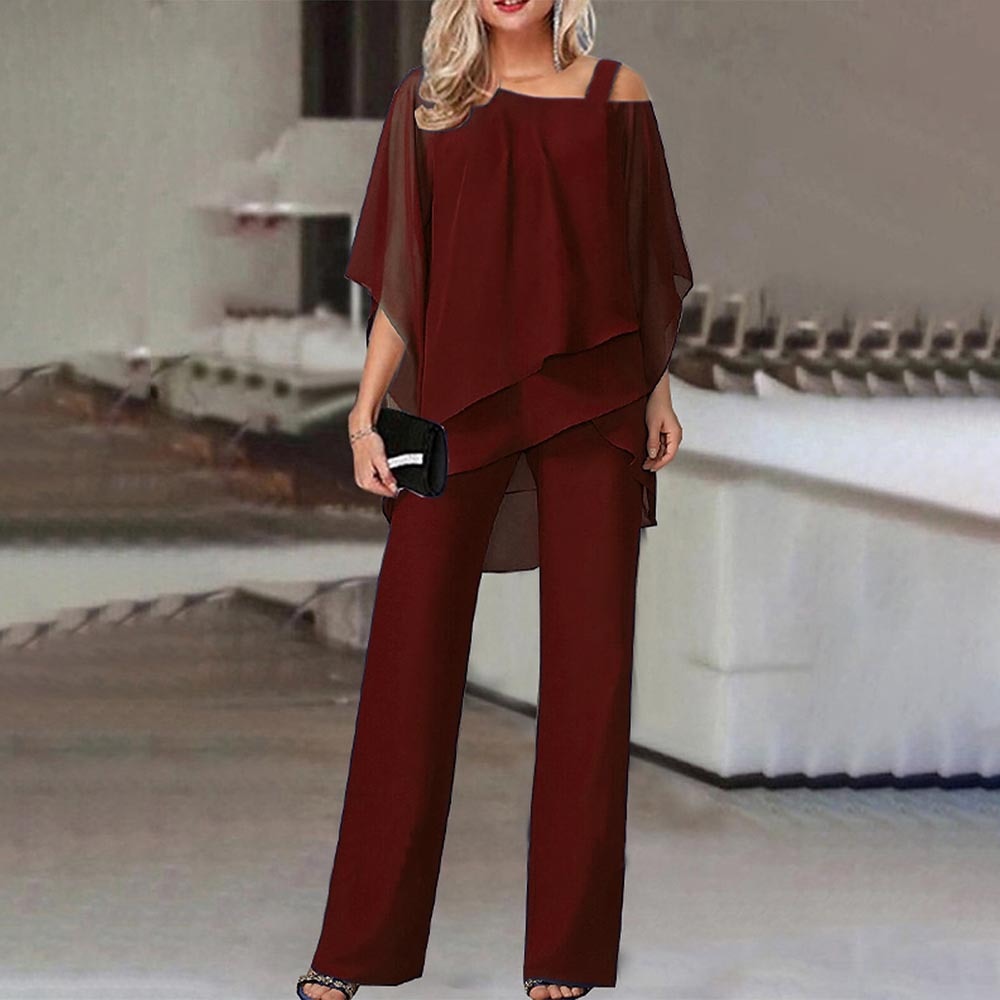 Paula | Elegantes Damen Zweiteiler Set mit Chiffon Oberteil