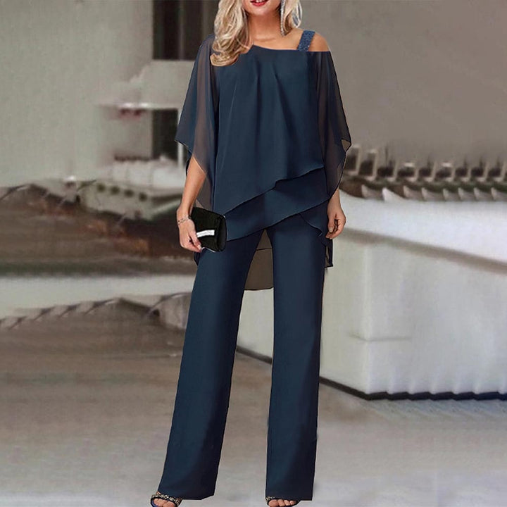 Paula | Elegantes Damen Zweiteiler Set mit Chiffon Oberteil