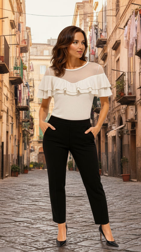 Elodie | Elegante Rüschen-Netzbluse