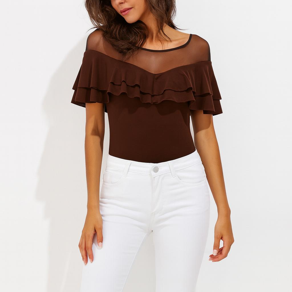 Elodie | Elegante Rüschen-Netzbluse