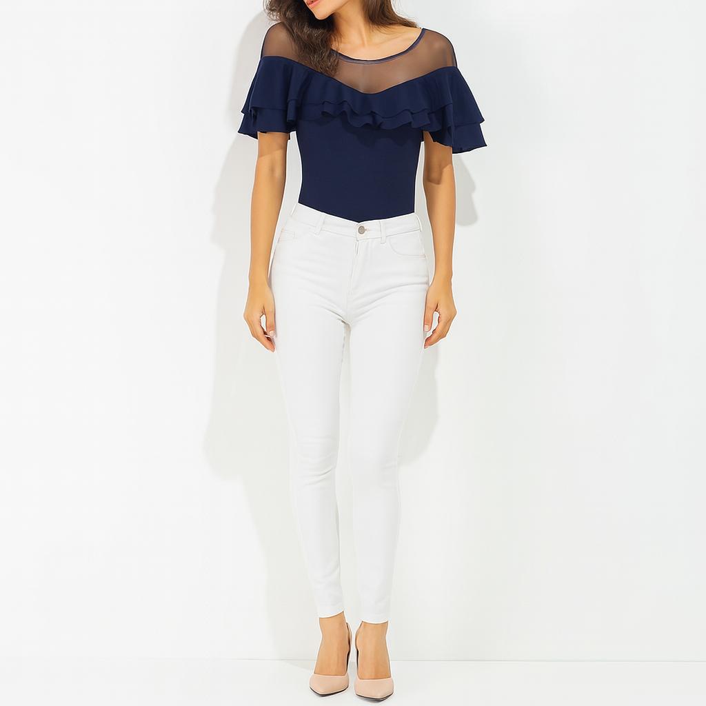 Elodie | Elegante Rüschen-Netzbluse