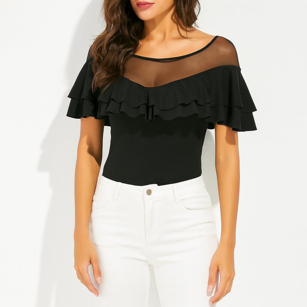 Elodie | Elegante Rüschen-Netzbluse