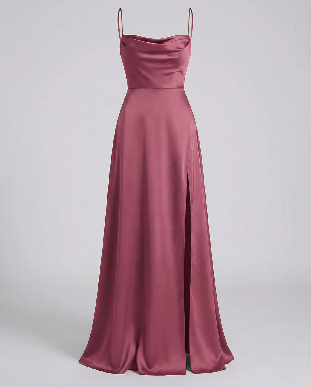 Scarlett | Maxikleid aus Satin mit Wasserfallausschnitt und Schlitz