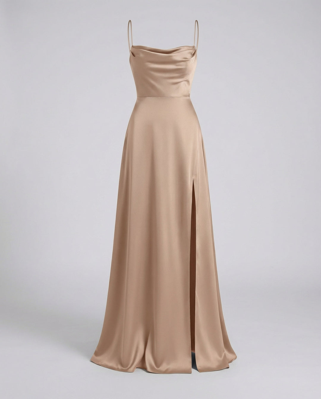 Scarlett | Maxikleid aus Satin mit Wasserfallausschnitt und Schlitz