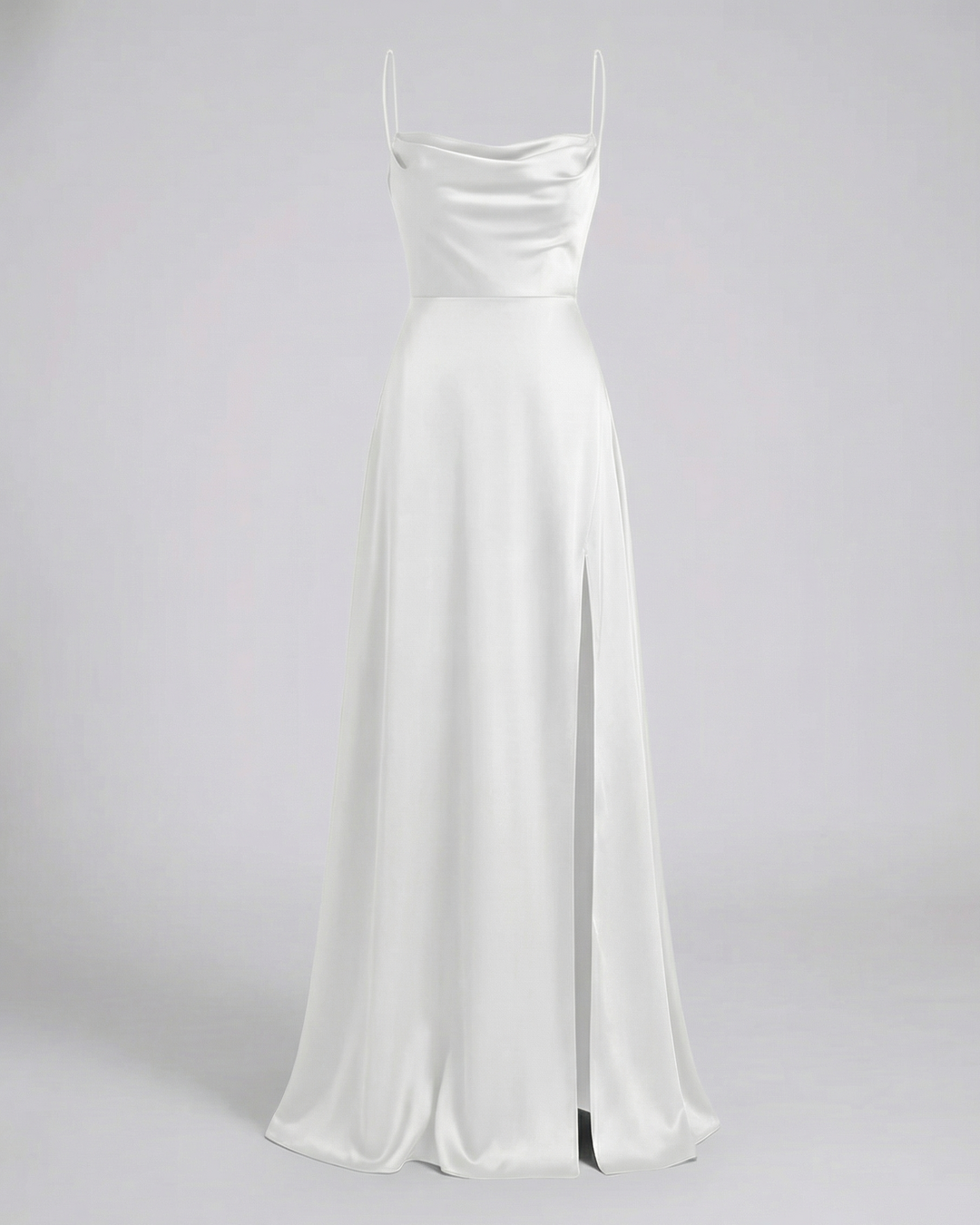 Scarlett | Maxikleid aus Satin mit Wasserfallausschnitt und Schlitz