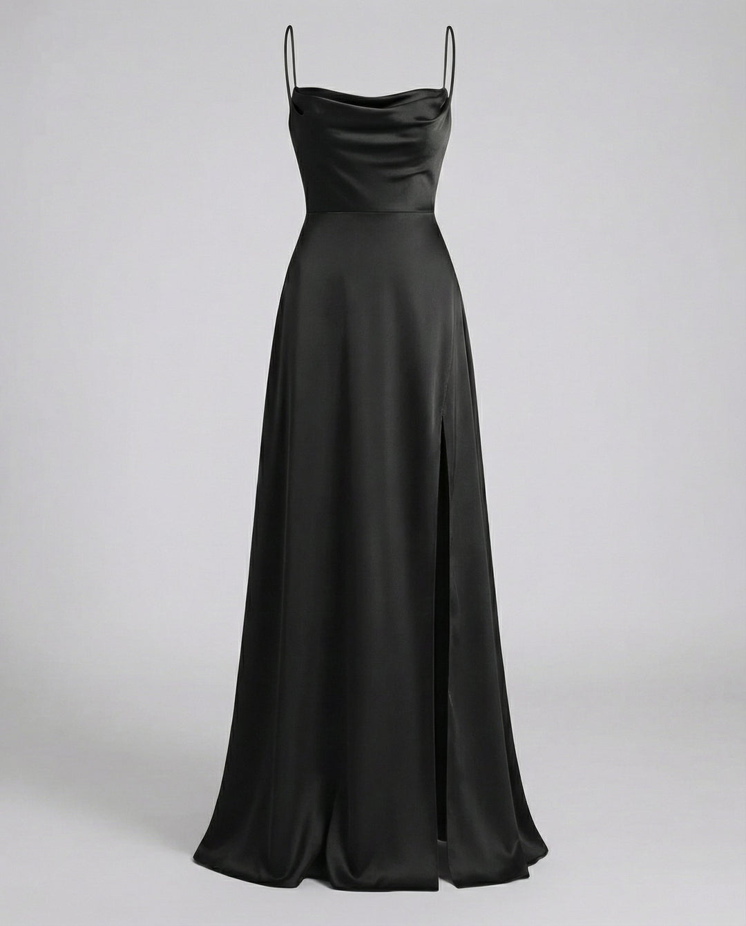 Scarlett | Maxikleid aus Satin mit Wasserfallausschnitt und Schlitz