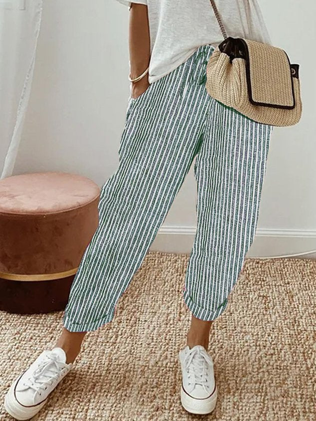 Sophia | Damen Leinenhose mit Kordelzug und Taschen