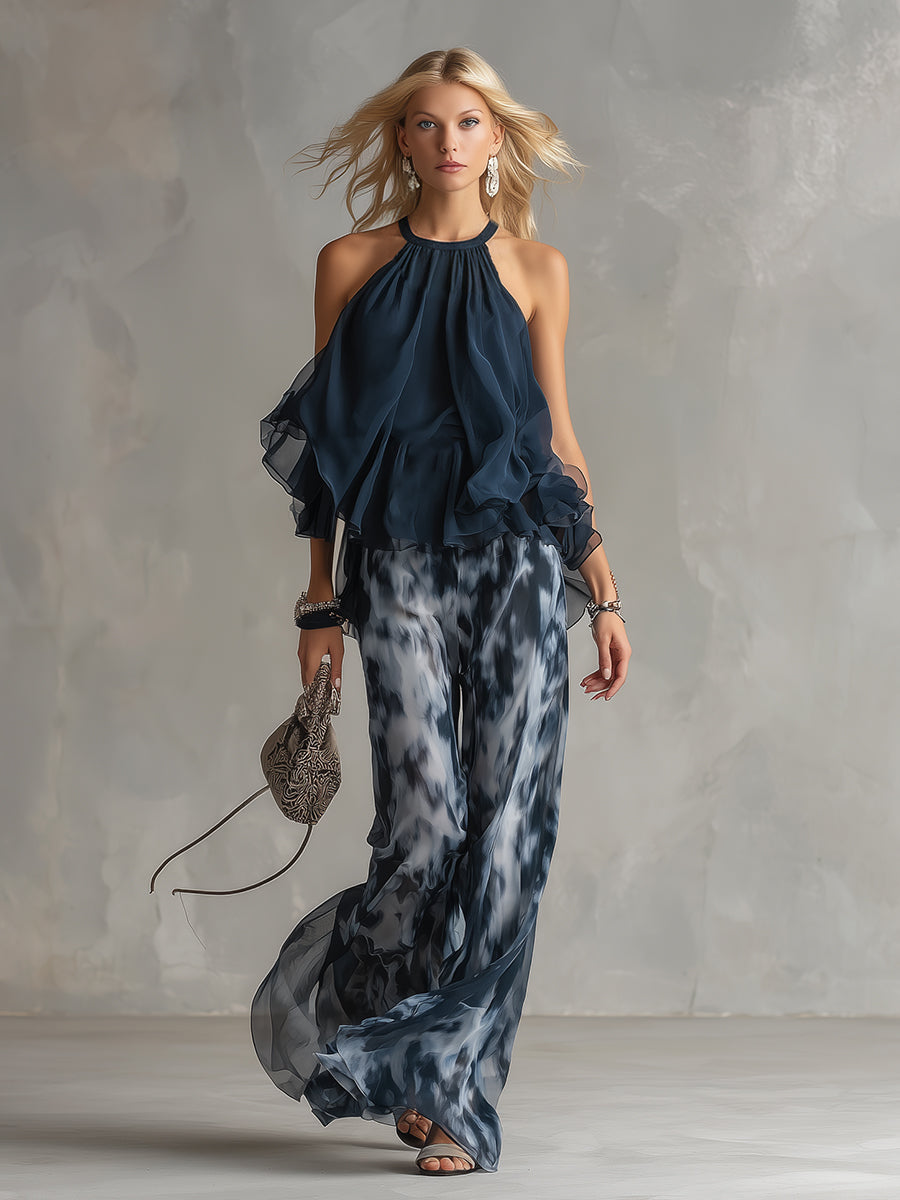 Seraphina | Set aus Chiffon-Haltertop und Hose