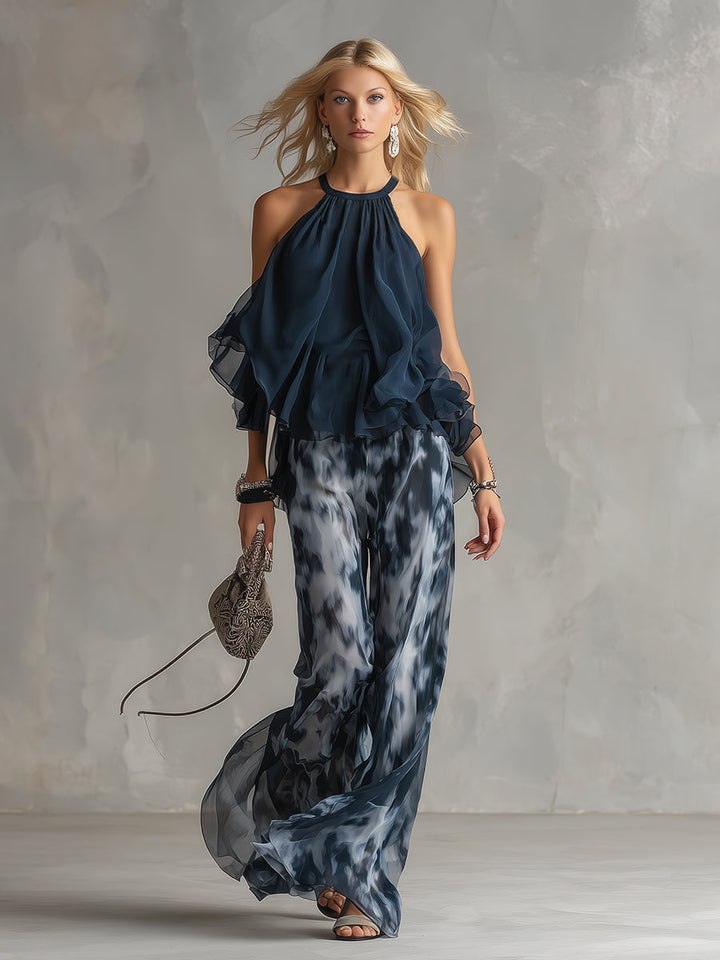 Seraphina | Set aus Chiffon-Haltertop und Hose