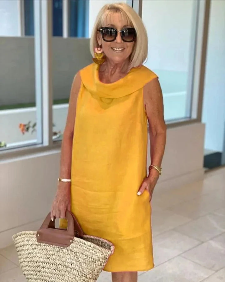 Brigitte | Schlichtes, ärmelloses Leinenkleid