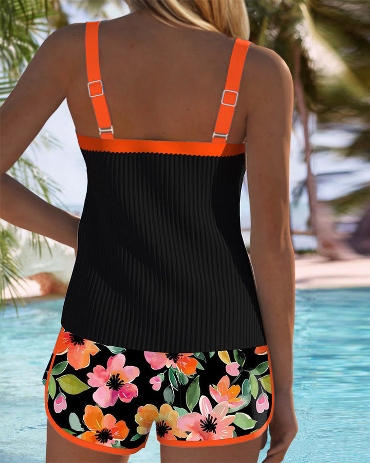 Luna | Tankini-Badeanzug mit Blumenverzierung