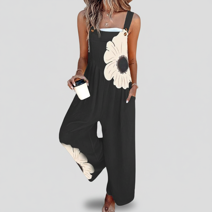 Freyja | Lässige Latzhose mit Blumenmuster