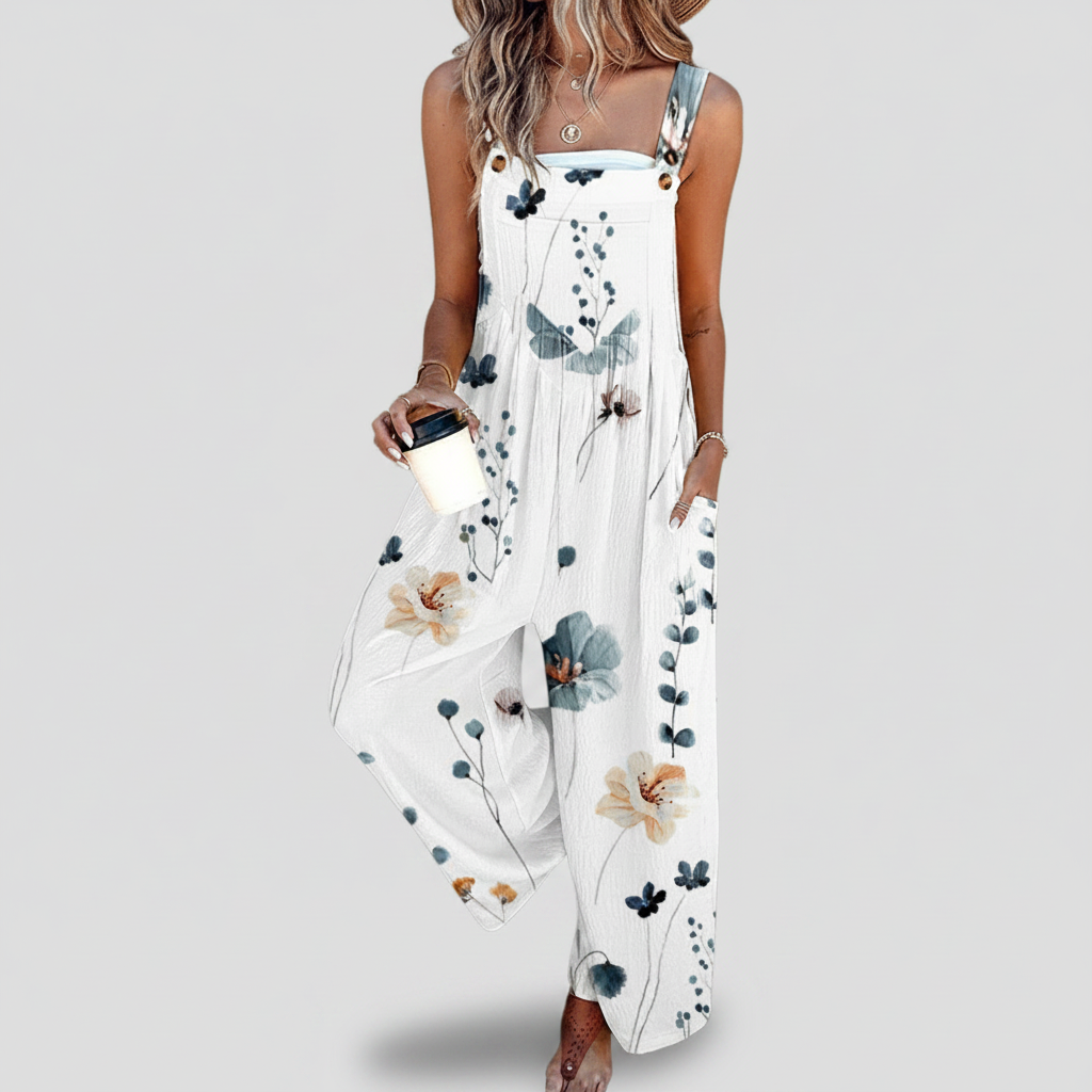 Freyja | Lässige Latzhose mit Blumenmuster