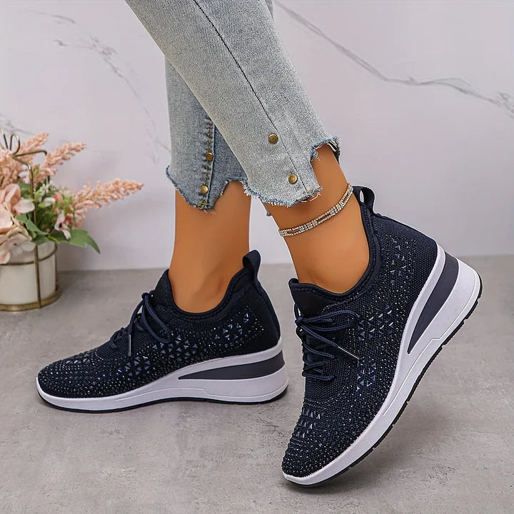 Ingrid | Plateau-Sneaker aus Strick mit Strasssteinen